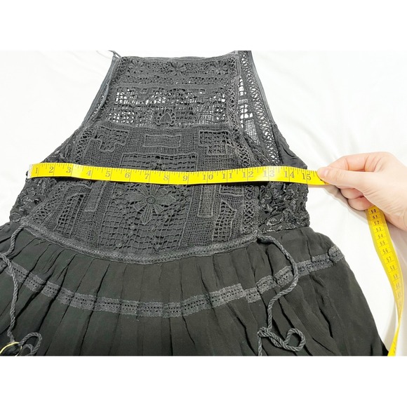 Free People Black Emily Crochet Lace Mini Dress Sleeveless Boho Summer Bohemian - Picture 9 of 10